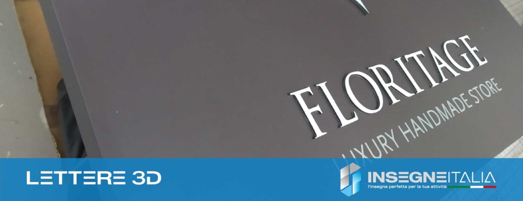 Insegna in rilievo 3D Floritage Luxury: argentata su sfondo nero