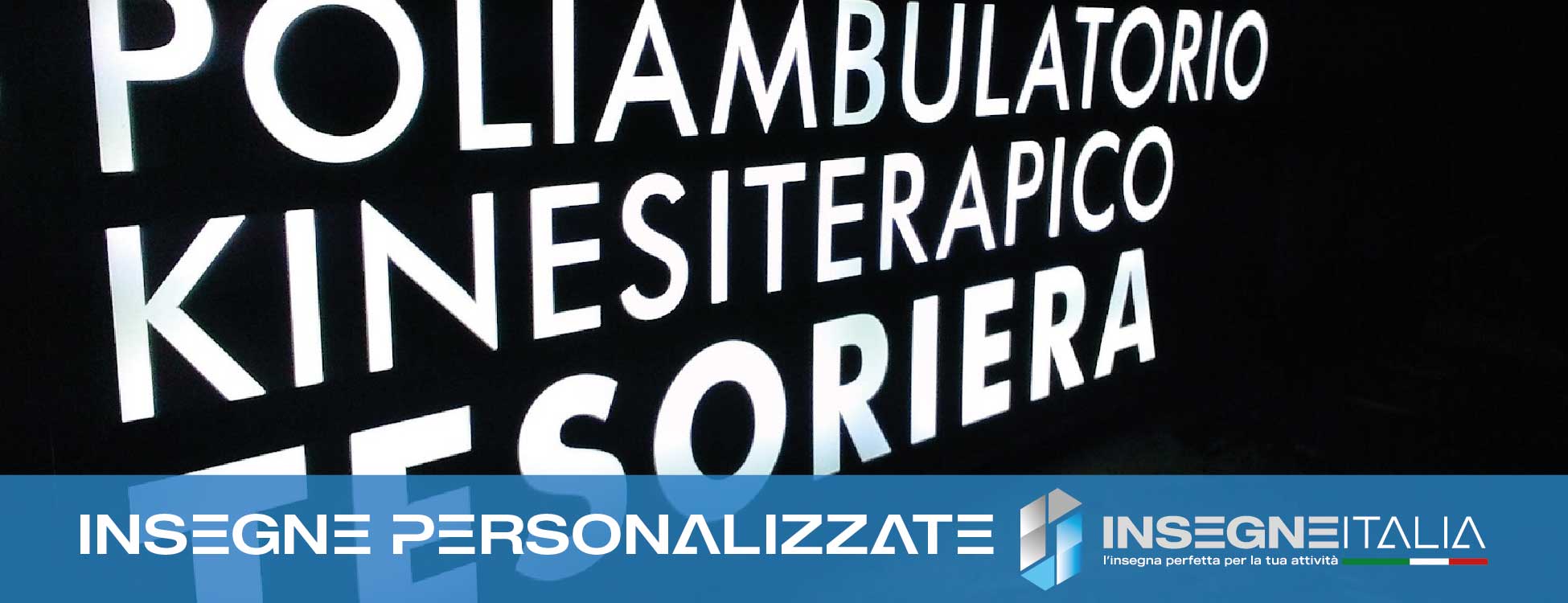 Allestimento pubblicitario personalizzato per poliambulatorio medico e paramedico