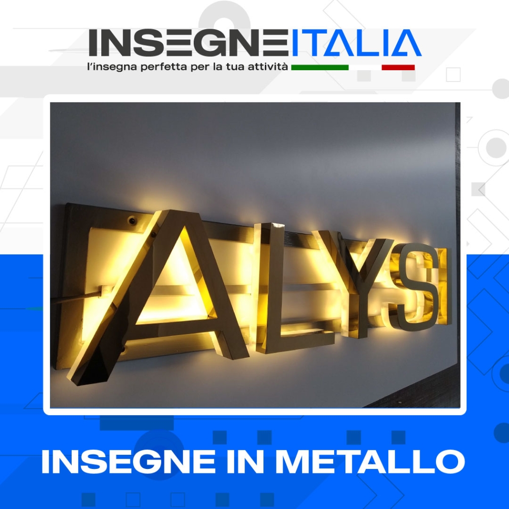 insegne in metallo oro