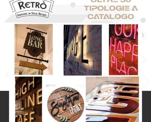 Insegne retrò: la scelta ideale per i negozi storici e centri storici delle città 1 Catalogo insegne in stile Retrò simile ad antiche e vintage