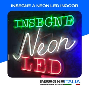 Insegna Neon della scritta INSEGNE Neon LED in verde bianco e rosso